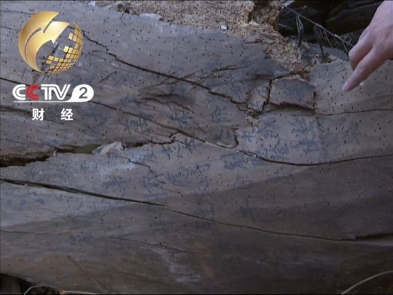 布滿蟲眼的木質(zhì)大梁 上面寫著捐資人姓名 布滿蟲眼的木質(zhì)大梁 上面寫著捐資人姓名