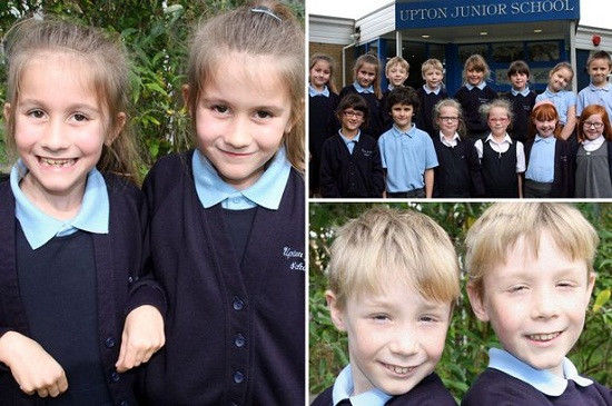 英國又有7對雙胞胎進(jìn)入了同一所小學(xué)，讓人看花了眼。