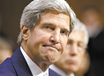 3日，克里在參院聽證會(huì)上。