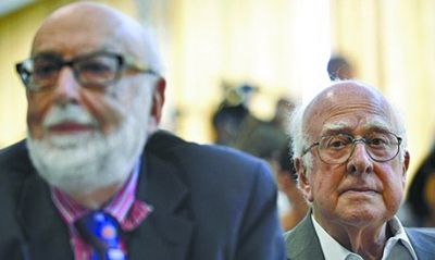 比利時(shí)科學(xué)家恩勒特（左）和英國(guó)科學(xué)家希格斯（右）有望獲得諾貝爾物理學(xué)獎(jiǎng)。