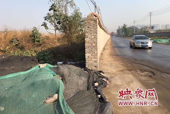 一墻之隔，一邊是道路，一邊是垃圾和荒草，市民質(zhì)疑其為遮羞墻。