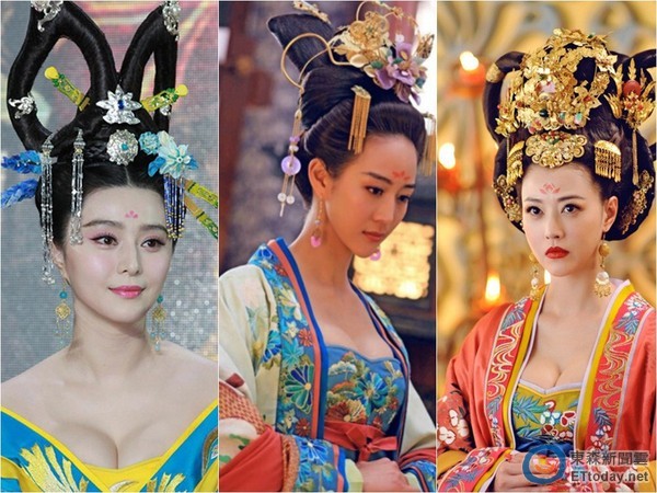 范冰冰、張鈞甯、周海媚，在《武媚娘》中爆乳演出