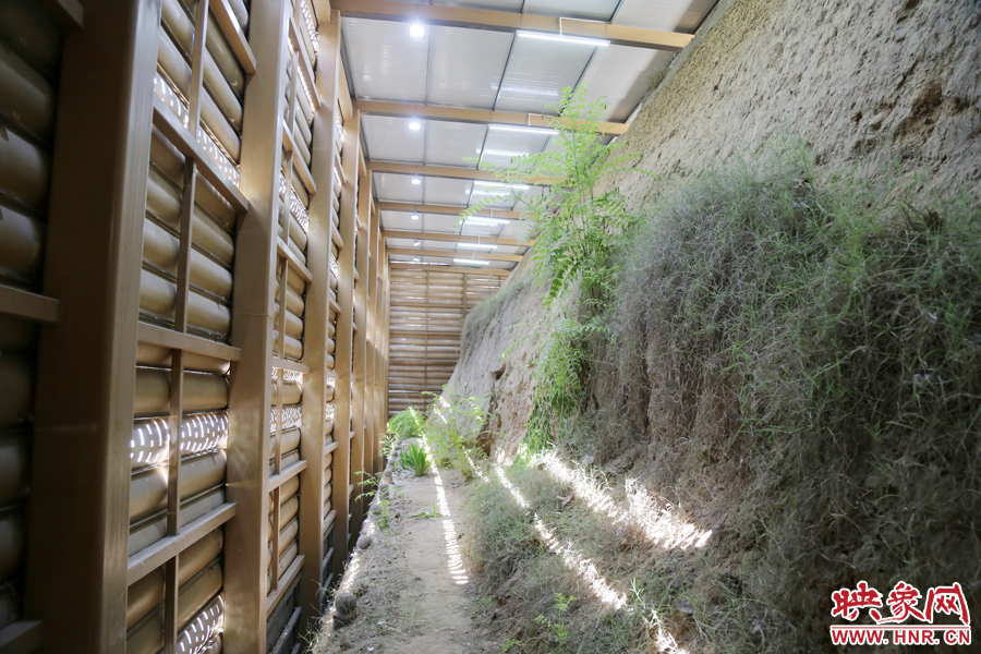 鄭州市商城遺址保護管理處對該節(jié)點1700米城垣兩側斷面遺址進行保護性設施建設。