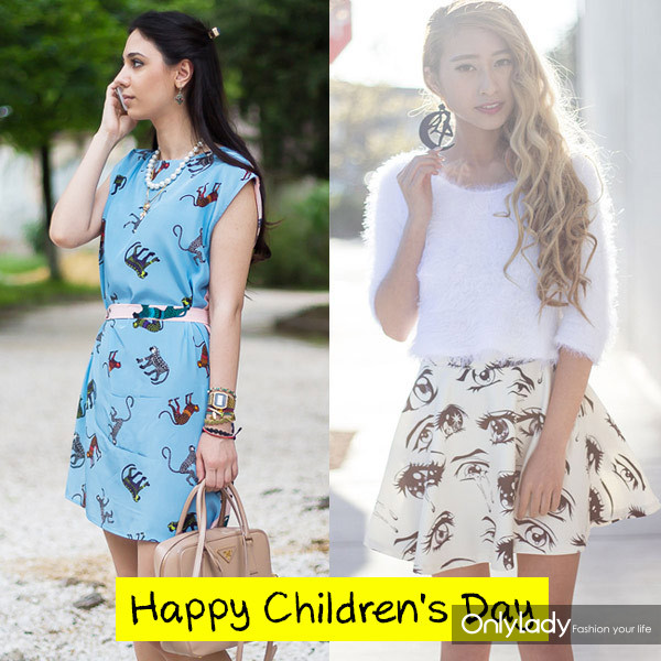 卡通印花最減齡 傘裙時(shí)髦過(guò)六一