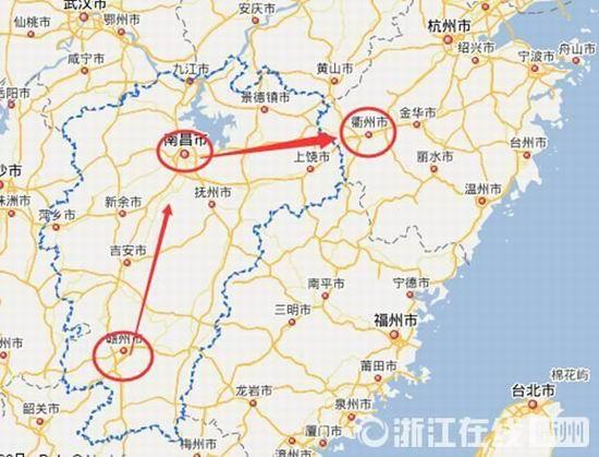 贛州到南昌高速公路400公里左右，南昌到浙江江山高速公路400多公里