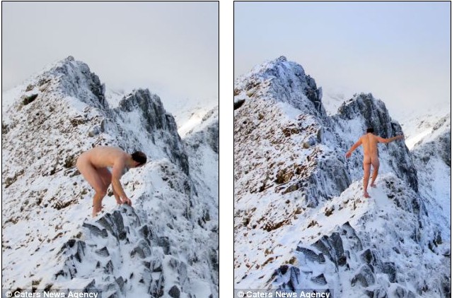 英國登雪山愛好者不畏嚴(yán)寒 近千米高雪山頂裸體行走 英國登雪山愛好者不畏嚴(yán)寒 近千米高雪山頂裸體行走