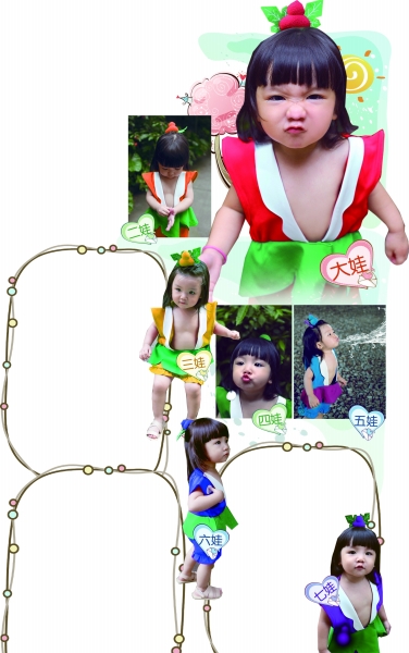 最萌葫蘆娃！小蘿莉扮葫蘆7兄弟走紅網(wǎng)絡(luò)